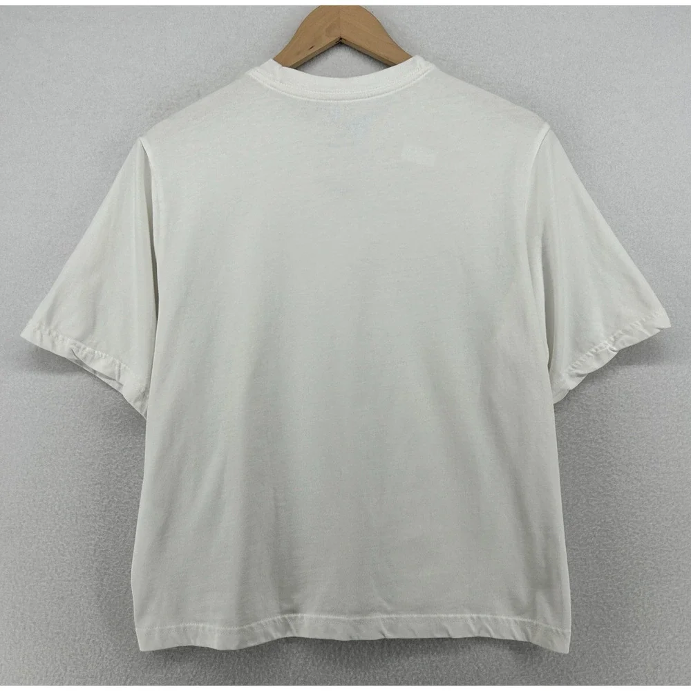 NIKE Top Womens M NSW Essential Boxy Center Swoosh Loose Fit Short Sleeve White